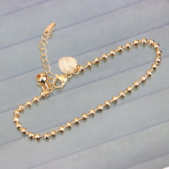 "Elegant Rose Gold Ball Chain Anklet in High Quality Brass Finish, XPAL1044 - Picture 1 of 12